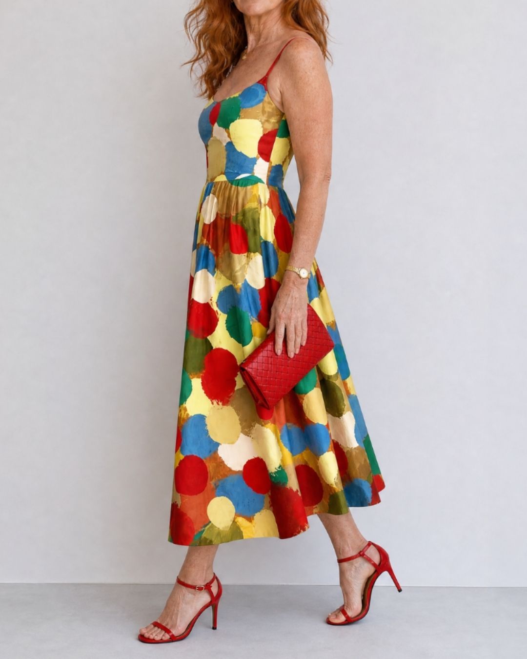 Polka Dot Print Midi Dress
