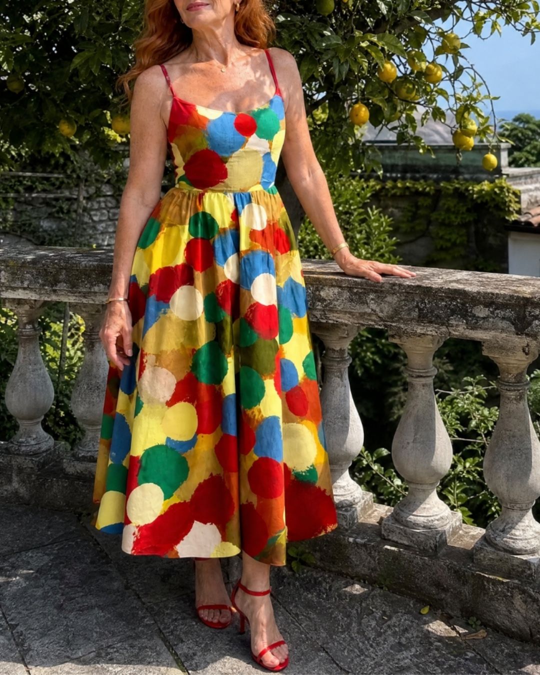 Polka Dot Print Midi Dress