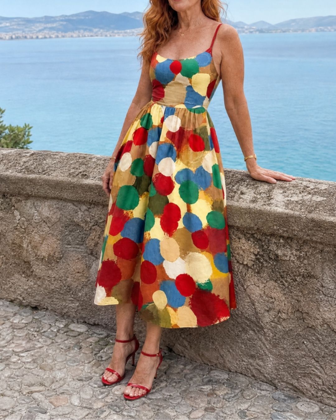 Polka Dot Print Midi Dress