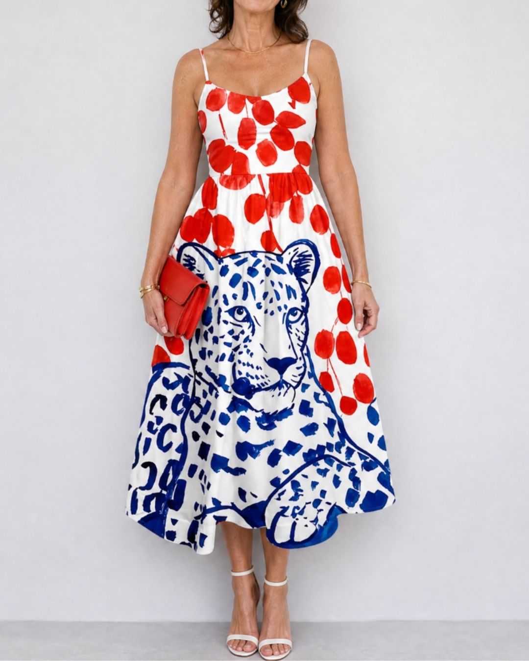 Leopard Graphic Print Midi Dress