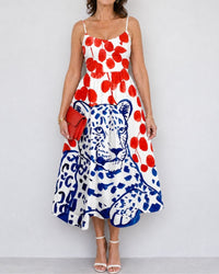 Leopard Graphic Print Midi Dress