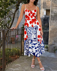 Leopard Graphic Print Midi Dress