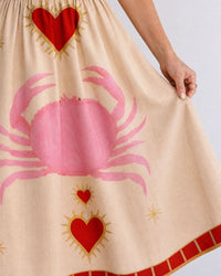 Heart Motif Sleeveless Midi Dress