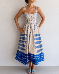 Fish Print Sleeveless Midi Dress