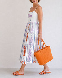 Lobster Print Sleeveless Midi Dress