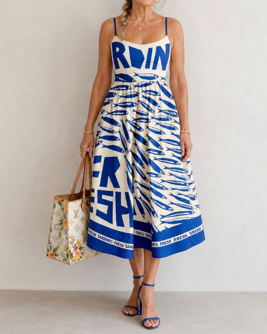 Fish Graphic Print Midi Dress
