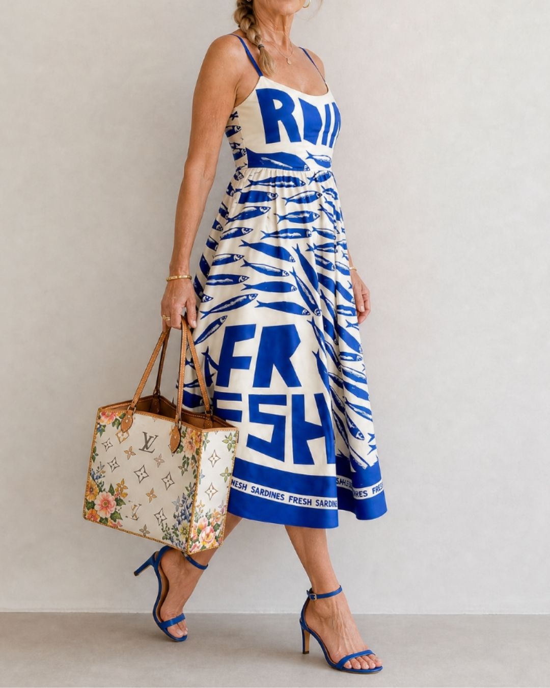 Fish Graphic Print Midi Dress