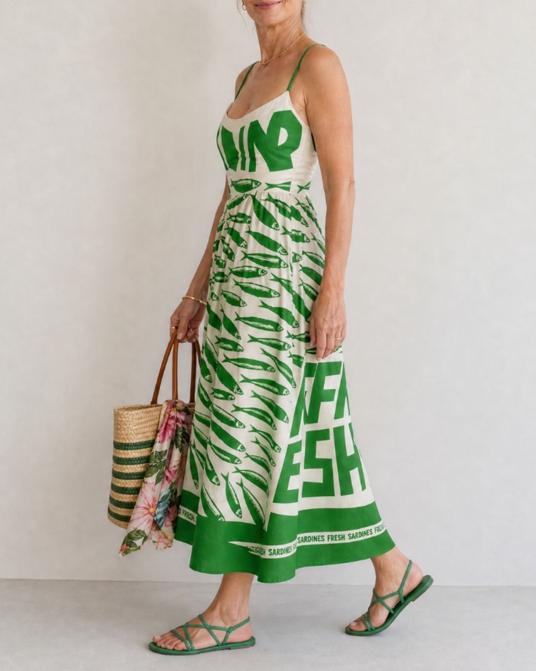 Fish Graphic Print Midi Dress