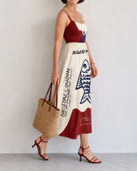 Fish Graphic Sleeveless Midi Dress