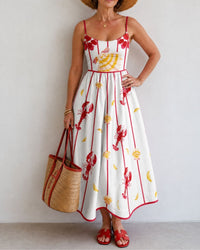 Lobster Shell Print Midi Dress