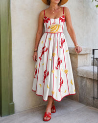 Lobster Shell Print Midi Dress
