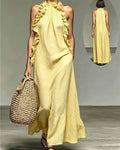 Breezy Halter Neck Ruffle Maxi Dress