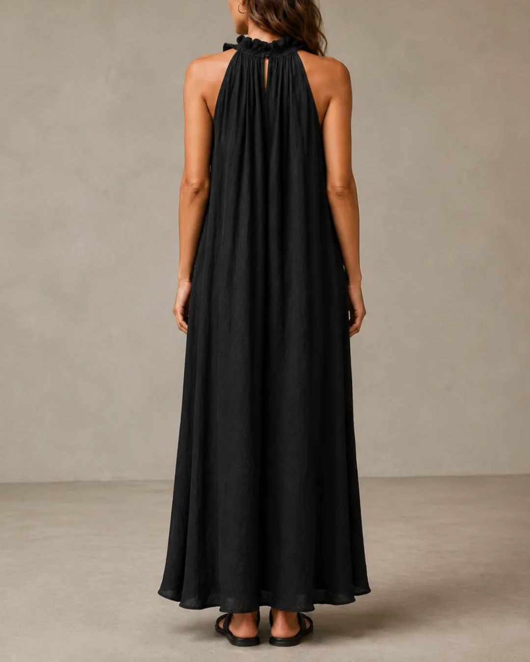 Breezy Halter Neck Ruffle Maxi Dress