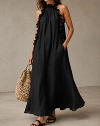Breezy Halter Neck Ruffle Maxi Dress