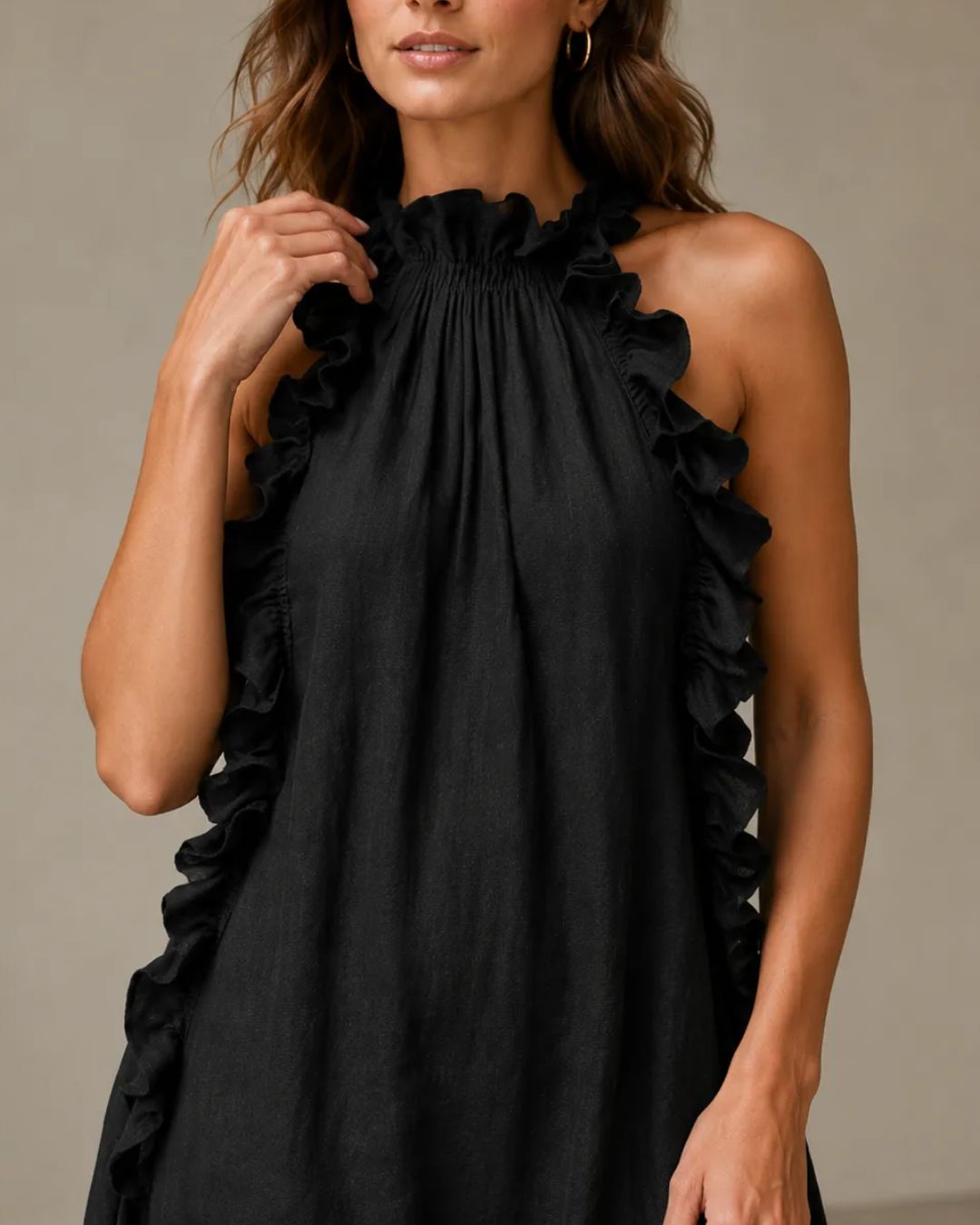 Breezy Halter Neck Ruffle Maxi Dress