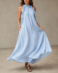 Breezy Halter Neck Ruffle Maxi Dress