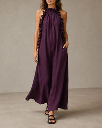 Breezy Halter Neck Ruffle Maxi Dress