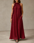 Breezy Halter Neck Ruffle Maxi Dress