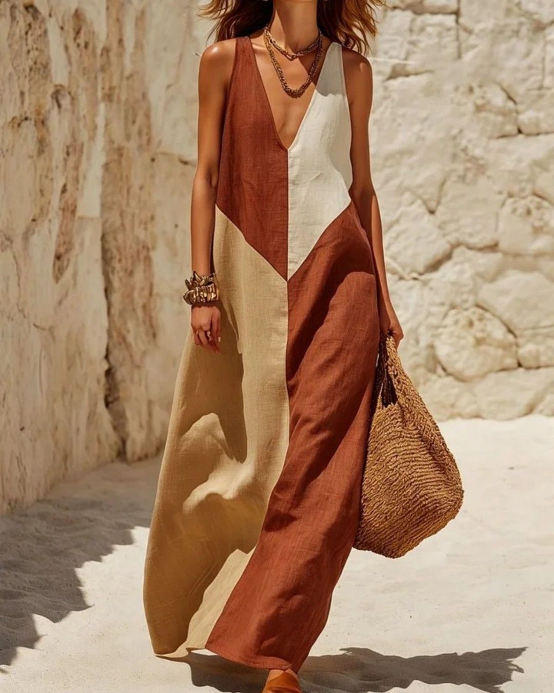 Sun Geometric Patchwork Dress