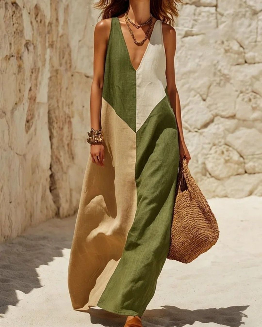 Sun Geometric Patchwork Dress