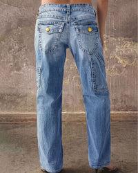 Multi-Pocket Mid-Rise Straight-Leg Jeans