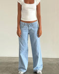 Raw-Hem Mid-Rise Cropped Straight Jeans