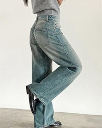 Raw-Hem Mid-Rise Cropped Straight Jeans