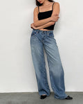 Raw-Hem Mid-Rise Cropped Straight Jeans