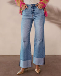 Raw-Hem High-Rise Straight Jeans