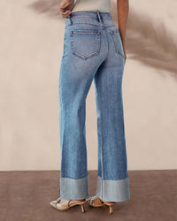 Raw-Hem High-Rise Straight Jeans