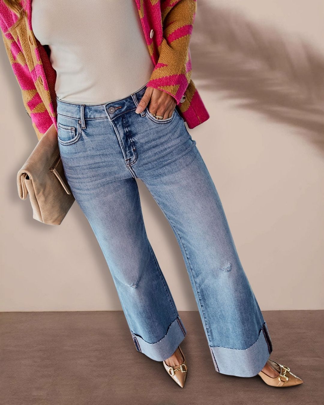 Raw-Hem High-Rise Straight Jeans