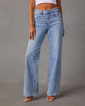 Paneled Front-Seam Straight Jeans