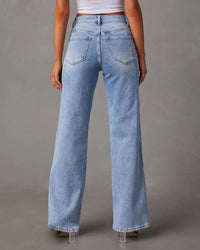 Paneled Front-Seam Straight Jeans