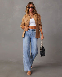 Paneled Front-Seam Straight Jeans