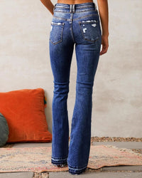 Dual-Button Mid-Waist Bootcut Jeans