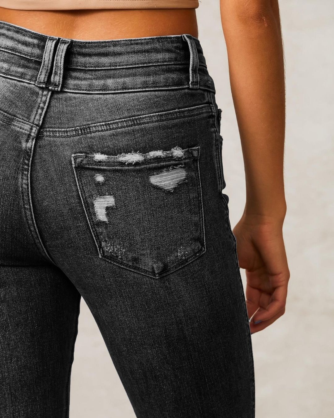 Dual-Button Mid-Waist Bootcut Jeans