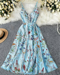Botanical Breeze V-Neck Floral Slip Dress