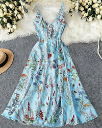 Botanical Breeze V-Neck Floral Slip Dress