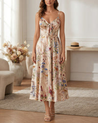 Botanical Breeze V-Neck Floral Slip Dress