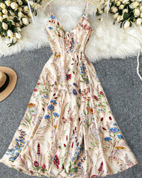 Botanical Breeze V-Neck Floral Slip Dress