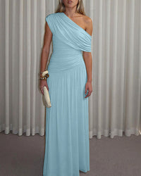One-Shoulder Ruched Maxi Dress