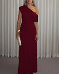 One-Shoulder Ruched Maxi Dress