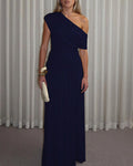 One-Shoulder Ruched Maxi Dress