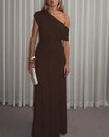 One-Shoulder Ruched Maxi Dress