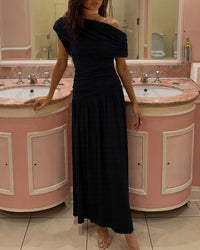 One-Shoulder Ruched Maxi Dress