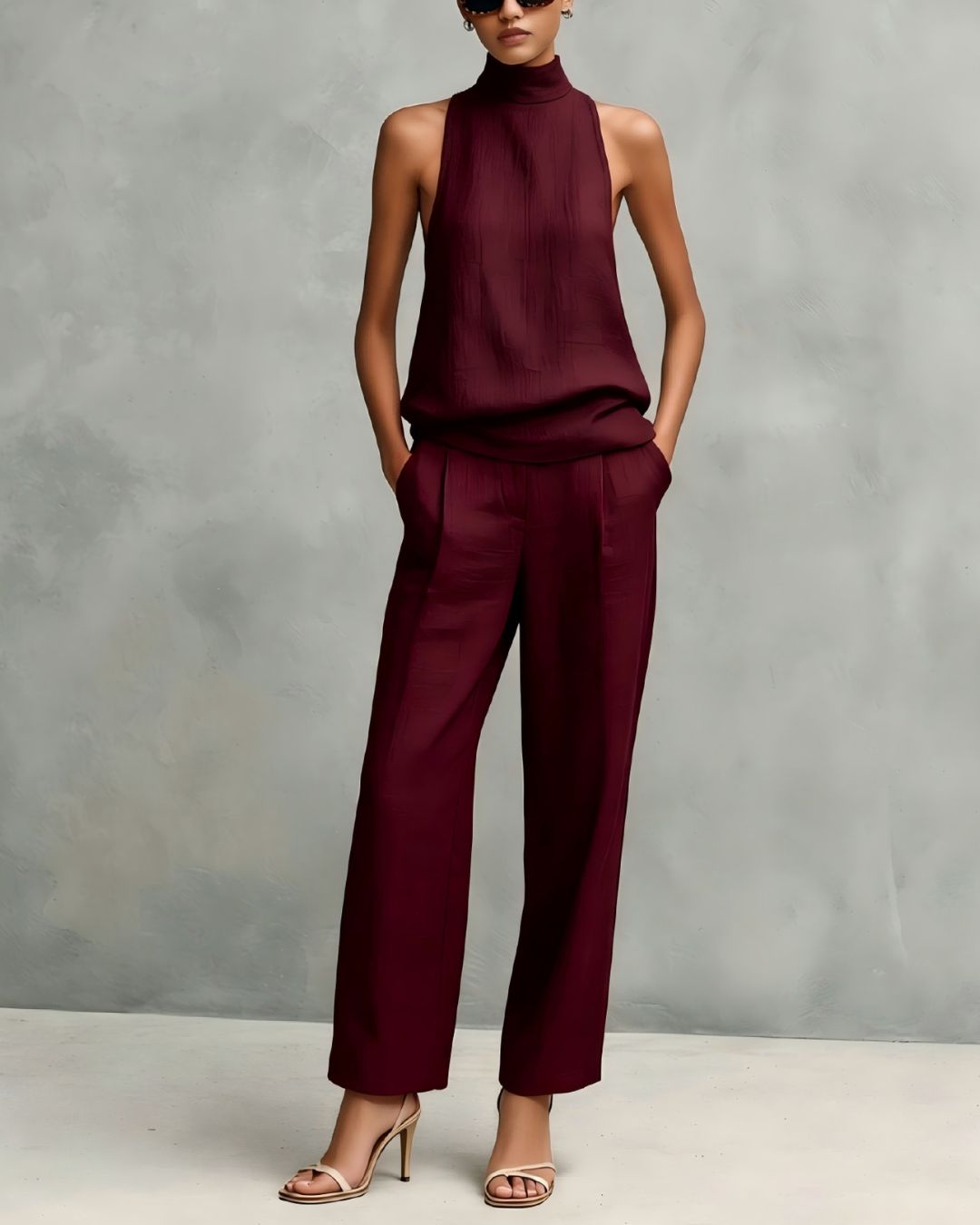 Completo elegante con scollo tondo