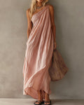 Elegant One-Shoulder Ruched Maxi Dress