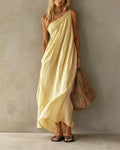 Elegant One-Shoulder Ruched Maxi Dress