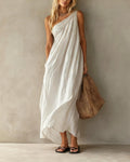 Elegant One-Shoulder Ruched Maxi Dress