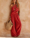 Casual One-Shoulder Ruched Set